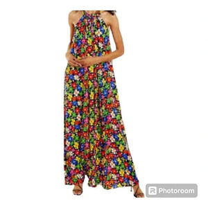 Traffic People Tessanne Floral Wide Leg Jumpsuit Size XS Black Anthropologie